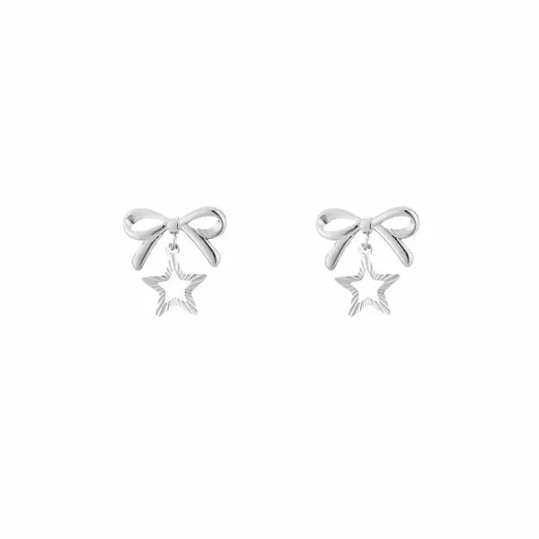 Strikje oorbellen zilver-LAcollections