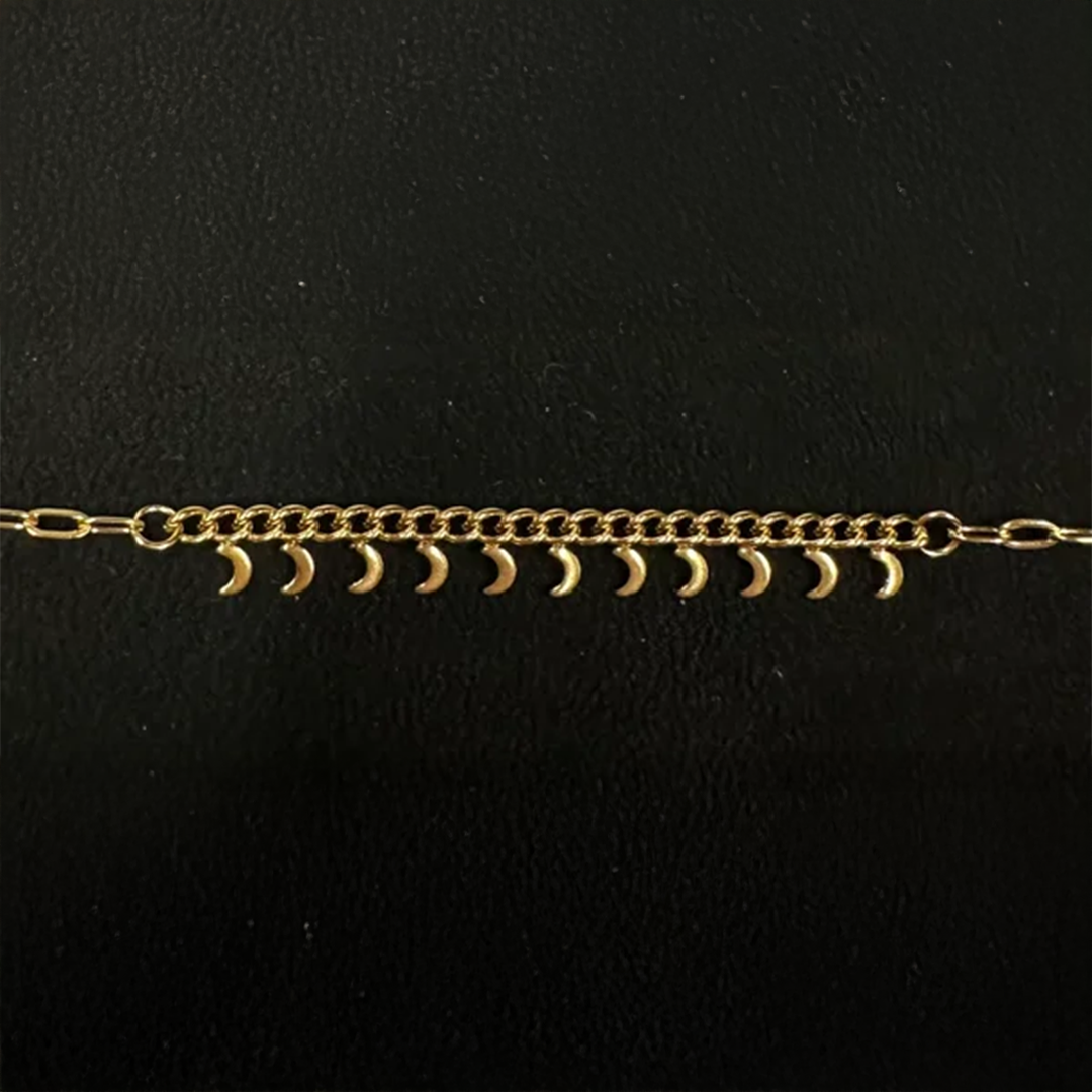 Subtiel armbandje mini schakel en kleine maantjes goud-LAcollections