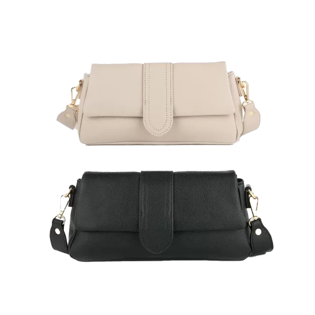 Trendy schoudertas beige en zwart-LAcollections
