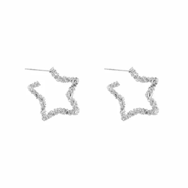 XL open ster oorbellen zilver-LAcollections