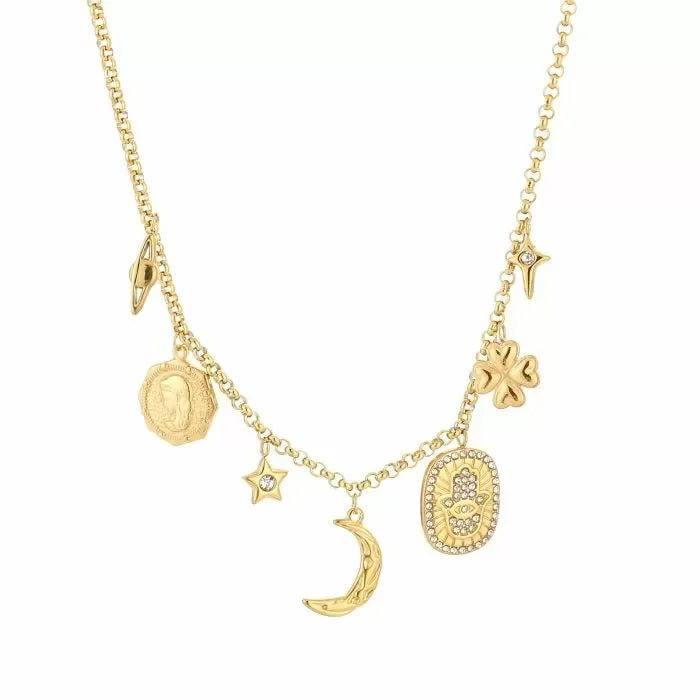 Bedelketting met verschillende figuurtjes goud