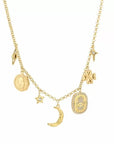 Bedelketting met verschillende figuurtjes goud