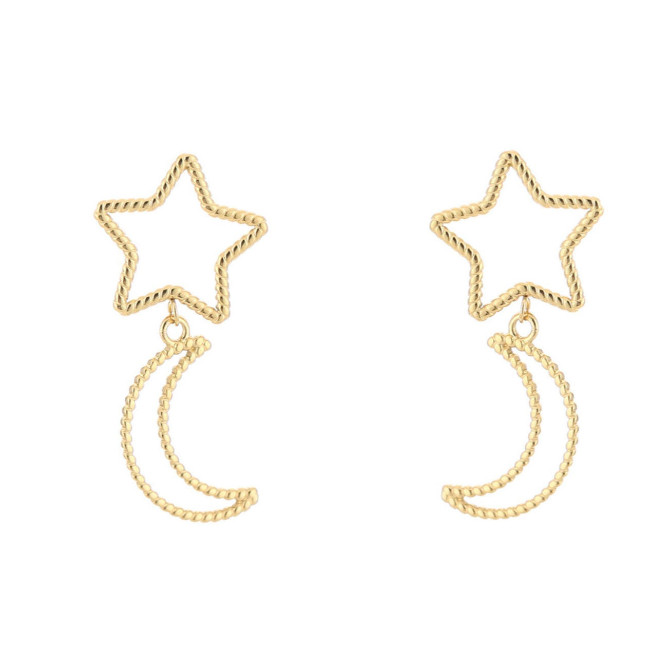 Star moon oorbellen goud